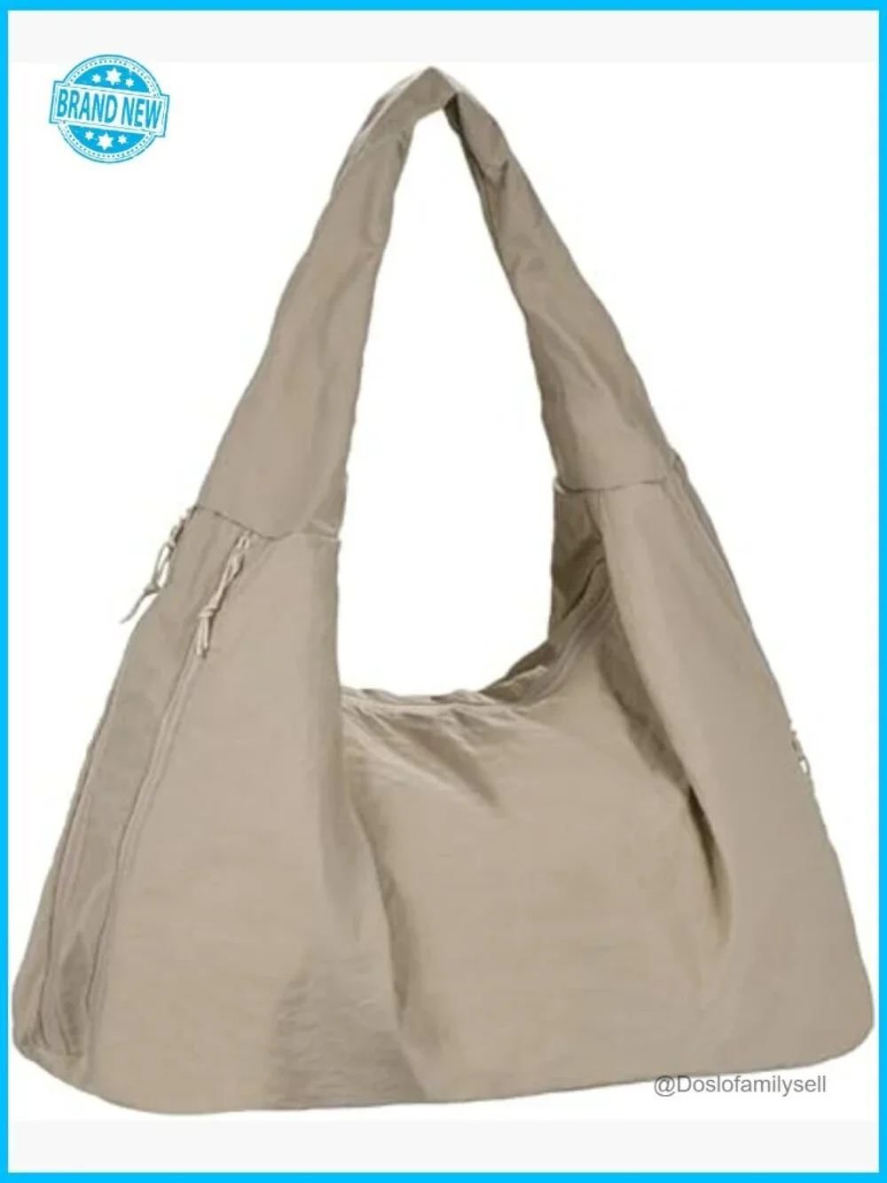 Large Slouchy Nylon Hobo Bag Crescent Shoulder Tote Casual Travel Shopper